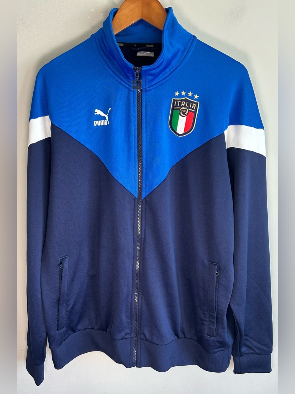 Puma FIGC Italy Track Jacket Men's XL Navy Royal Blue Soccer Football Zip Up